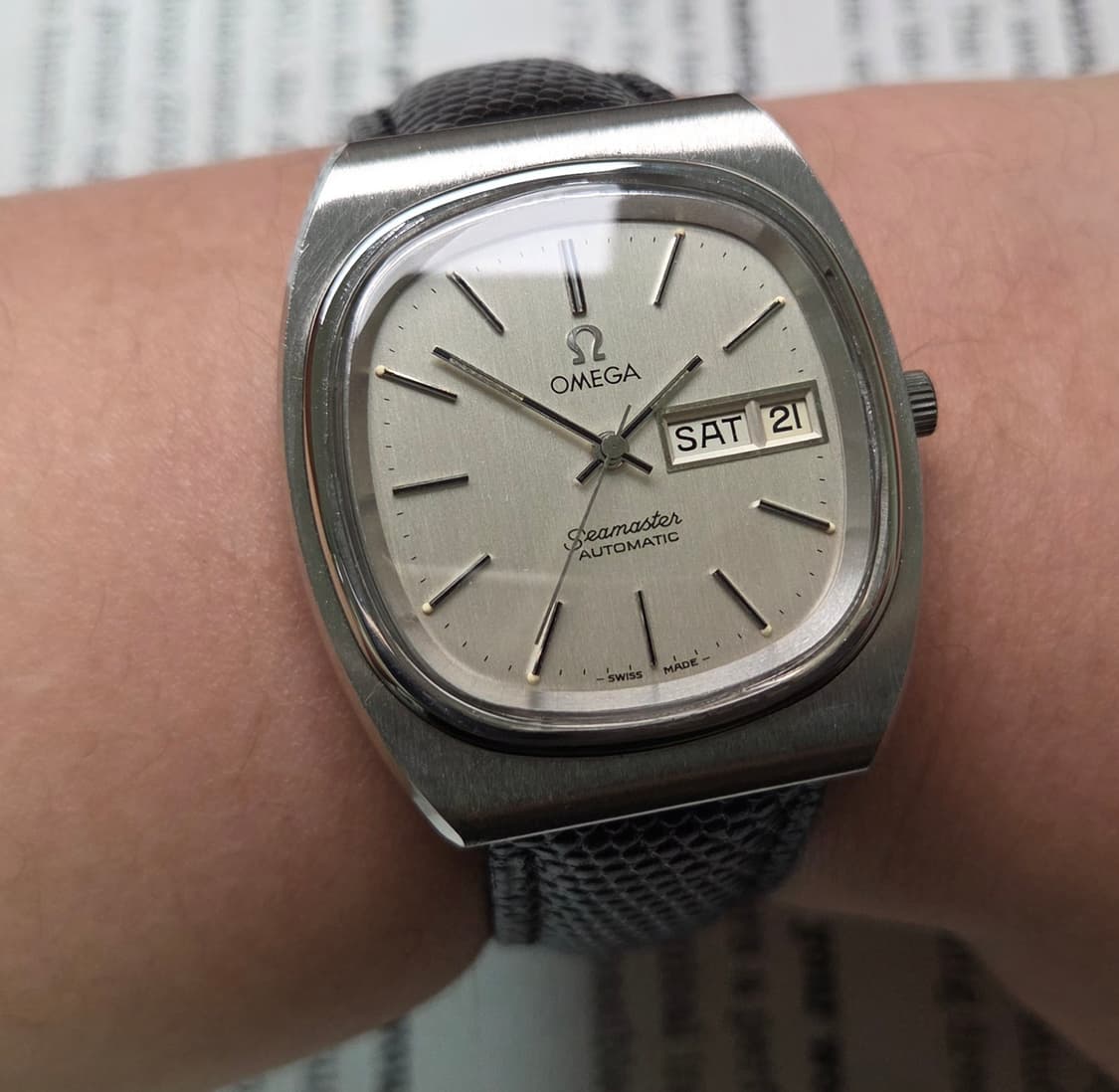 빈티지 오메가 씨마스터 테레비 데이데이트 순정 실버판 (일자형 러그 ve 상품이미지9