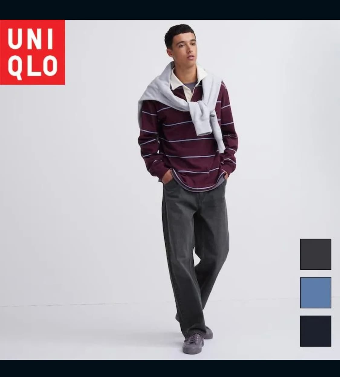 유니클로 와이드 피트 청바지 팬츠 데님 그레이 31사이즈 상품이미지1