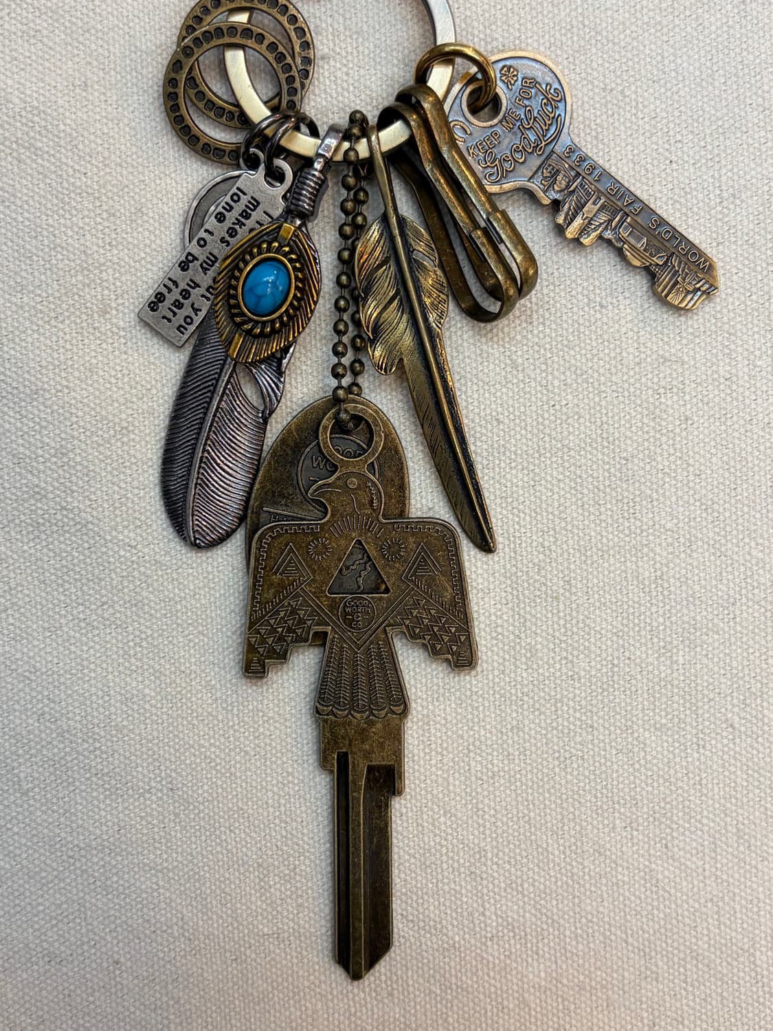 🗝 빈티지 터키석 썬더버드 키링 상품이미지3