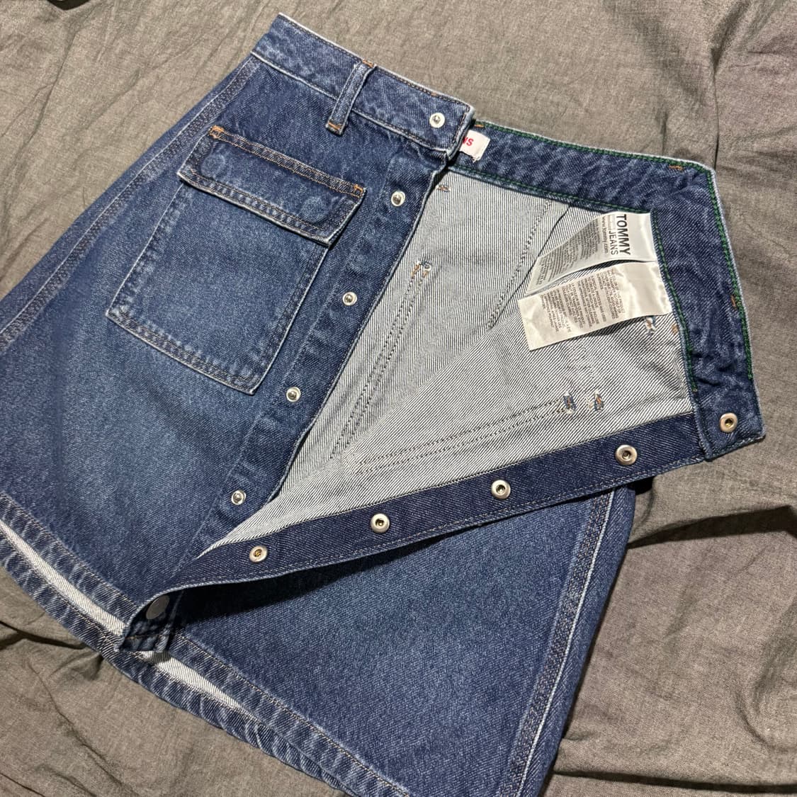 Retro Button-Front Denim Mini Skirt 상품이미지3