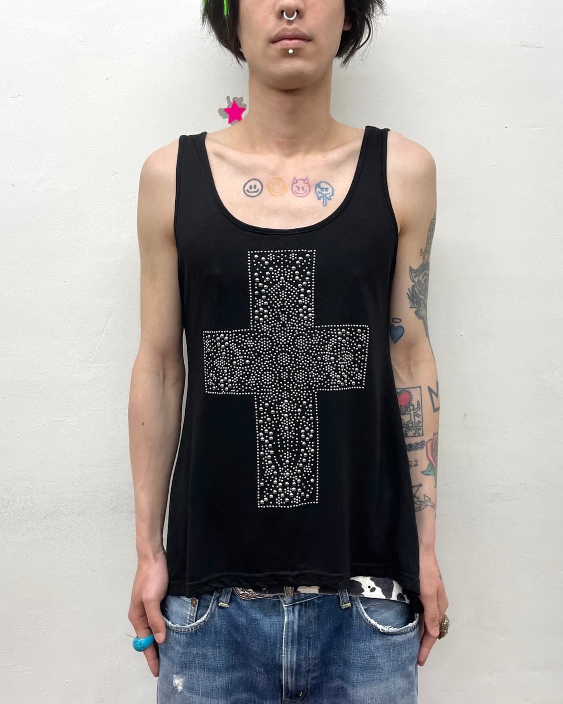 Cross Cubic Black Basic Sleeveless  상품이미지1