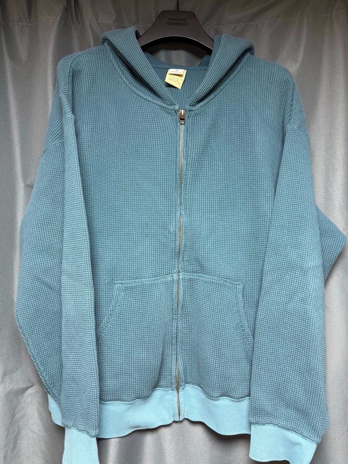 [L] 카키스 와플 후드 집업 Teal 상품이미지1