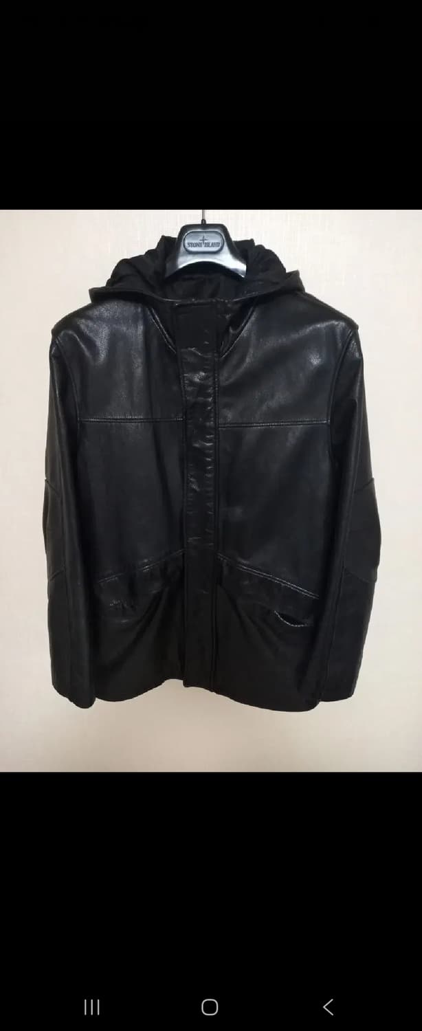 천연 양가죽 검정 후드 자켓 100~105 상품이미지1
