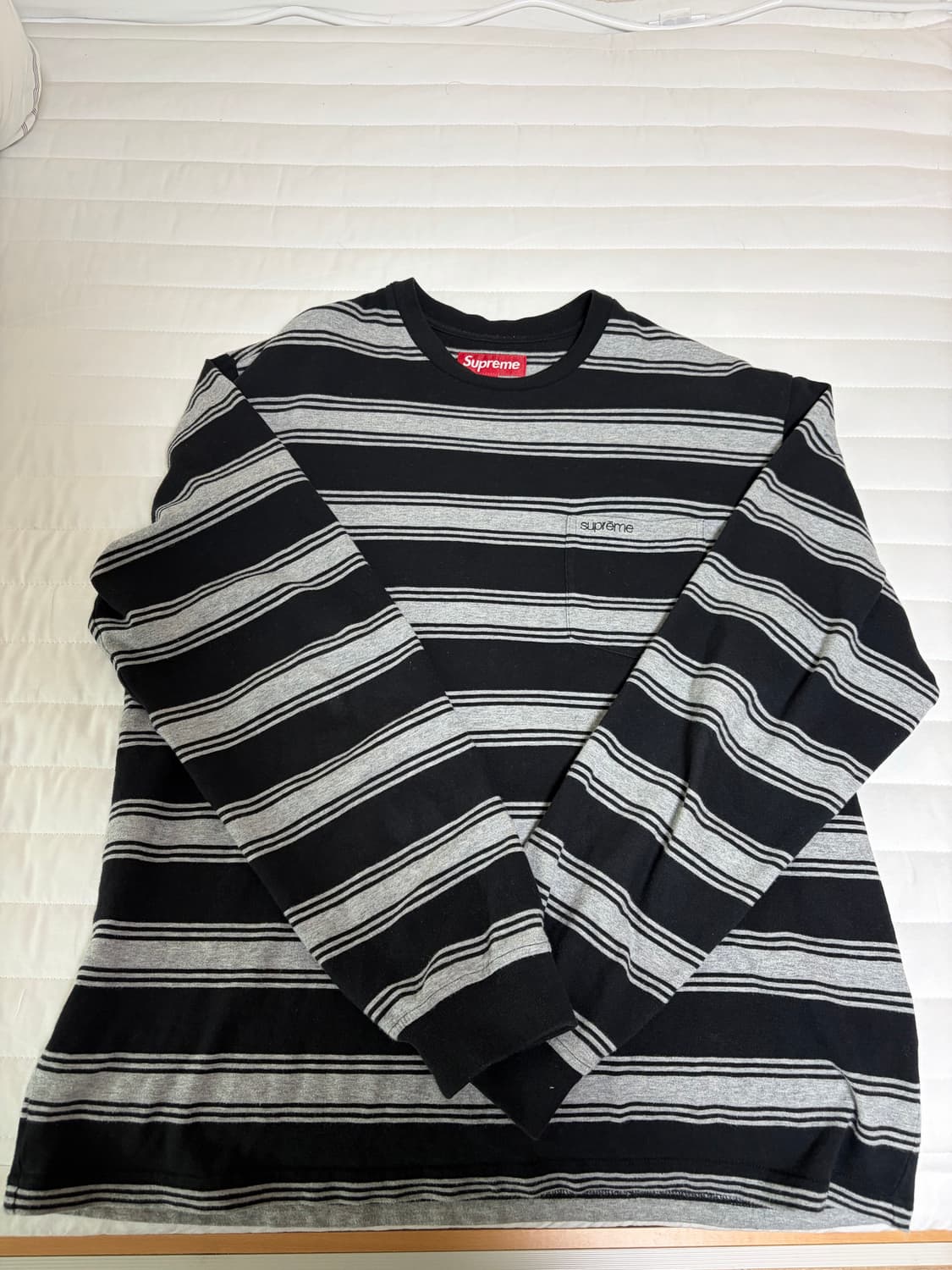 슈프림 스트라이프 포켓 롱슬리브 탑 블랙 상품이미지4