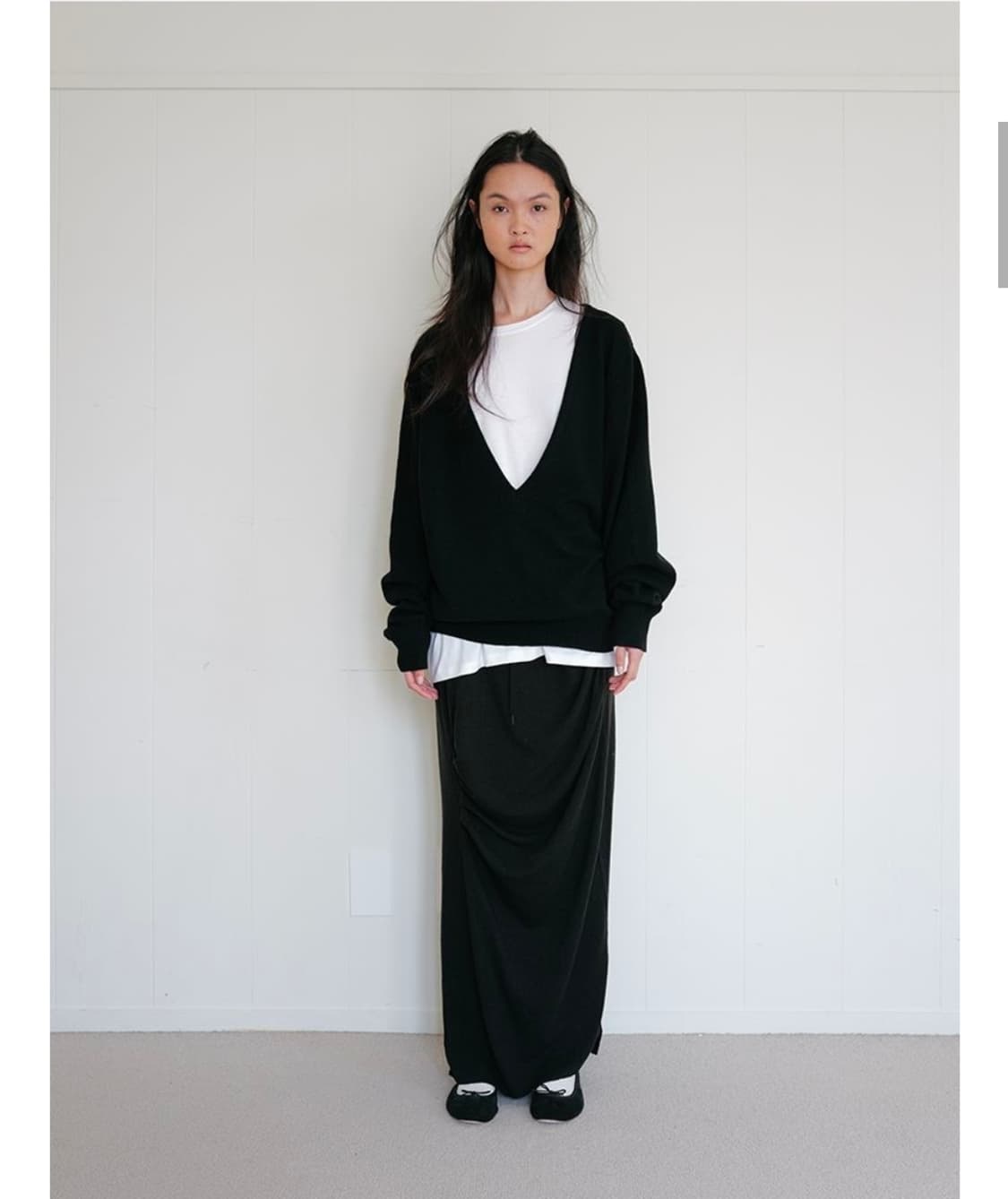 리포스 셔링 맥시스커트 검정롱치마 상품이미지1