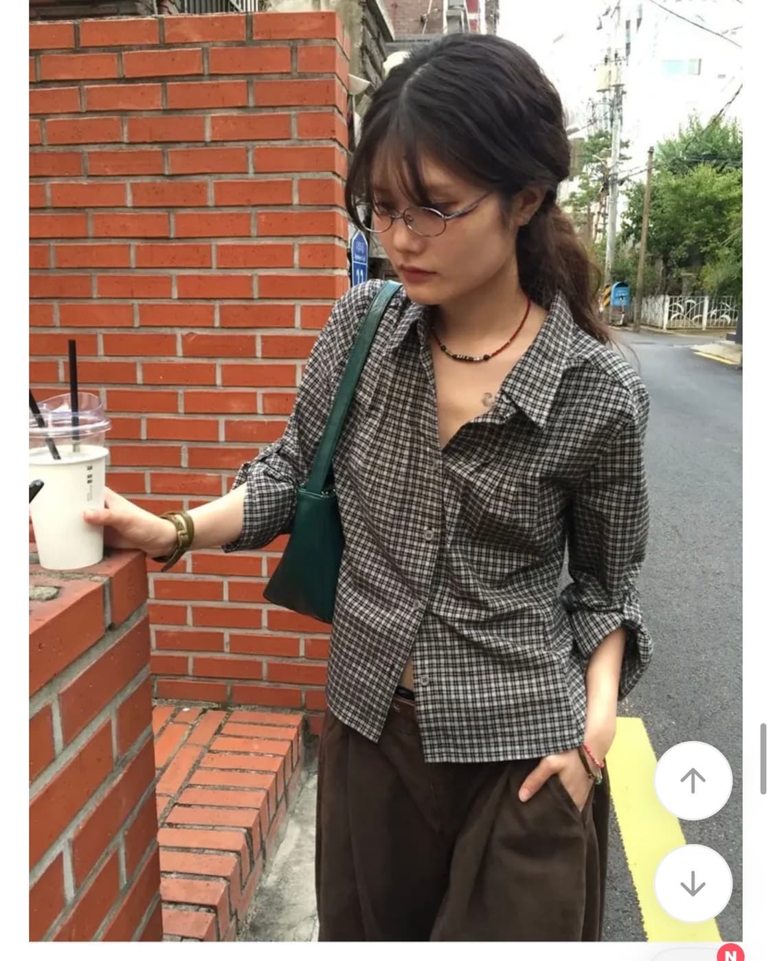 모래하우스 체크 롤업 셔츠 블랙 상품이미지1