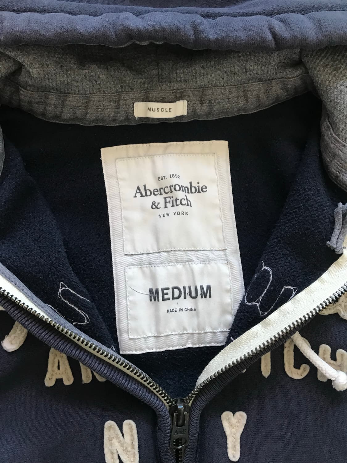아베크롬비 자수 로고 네이비 헤비 써멀 후드집업 상품이미지7