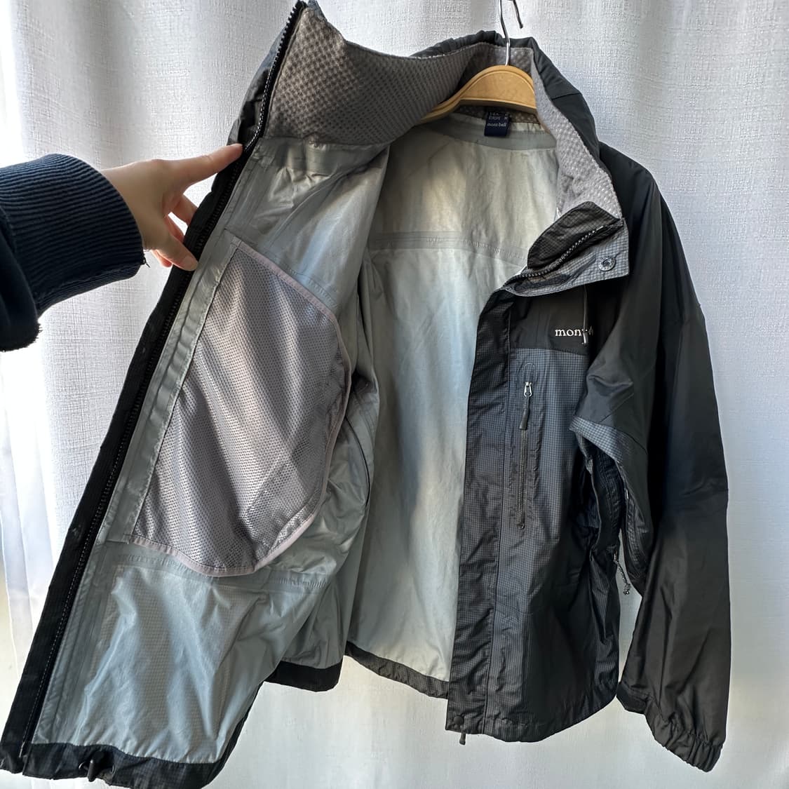 몽벨 재팬 나일론 마운틴 자켓 블랙 차콜 L 상품이미지7