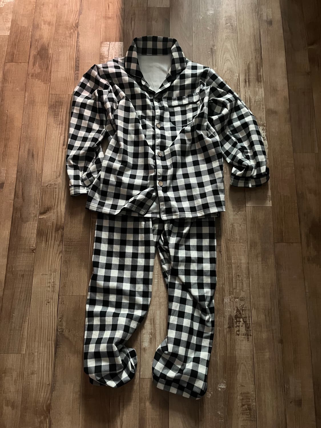 피치기모 체크 파자마 잠옷 상품이미지1