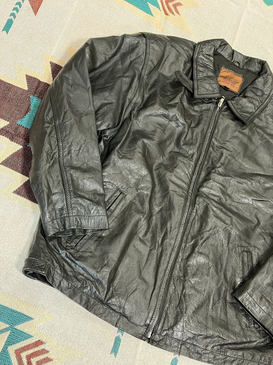 Festival work 소가죽 싱글 라이더 자켓 상품이미지3