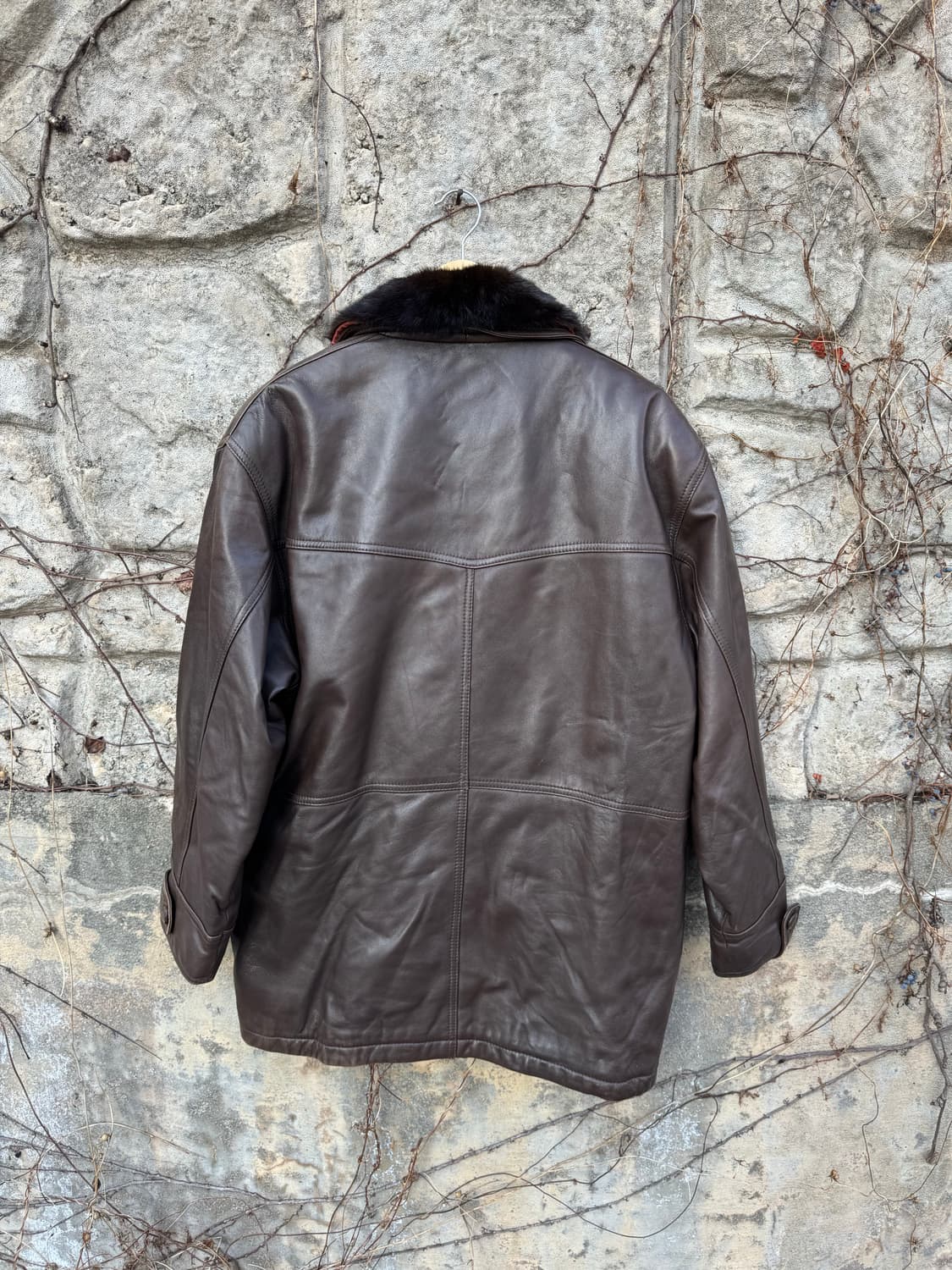 90s 입생로랑 양가죽 밍크털 빈티지 가죽 자켓 카코트 상품이미지2