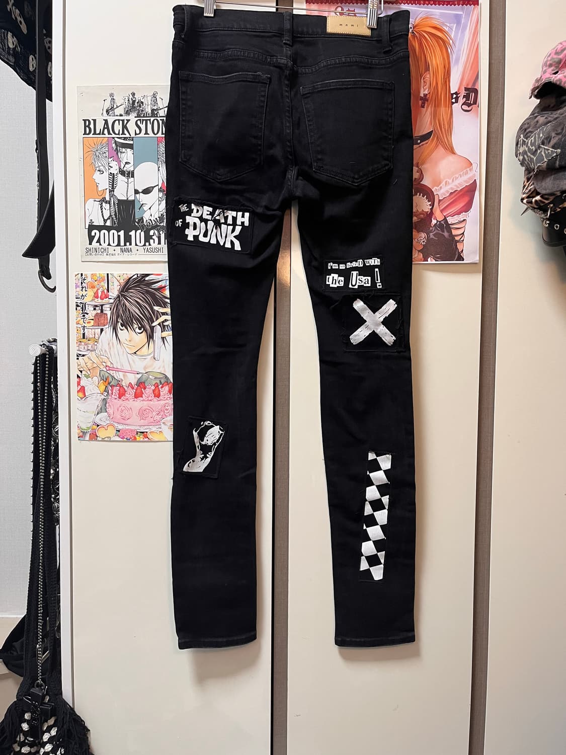 블랙 패치 프린팅 디스트로이드 진 상품이미지3