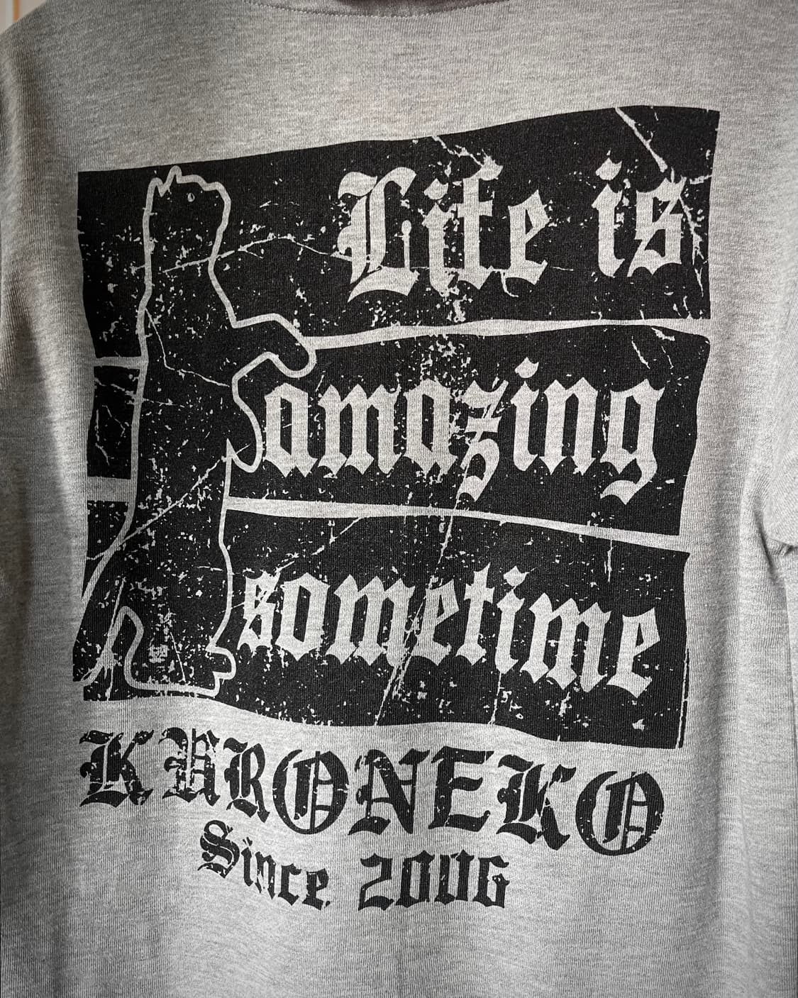 00s Kuroneko 1/2 Sleeve Y2K Hood Zip-up 상품이미지8