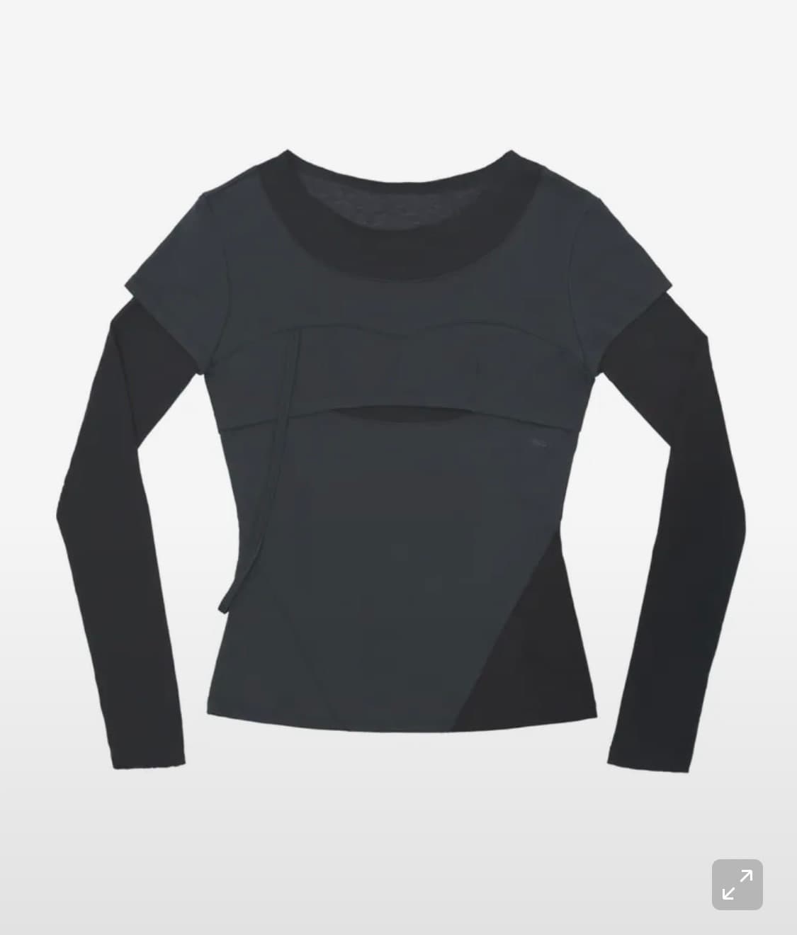 오호스 OJOS 레이어드 숄더 스트랩 롱 슬리브 차콜 상품이미지2