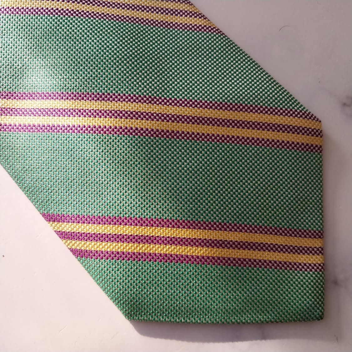 브룩스브라더스 실크 그린 스트라이프 넥타이 9.8cm A등급 K1819
 상품이미지7