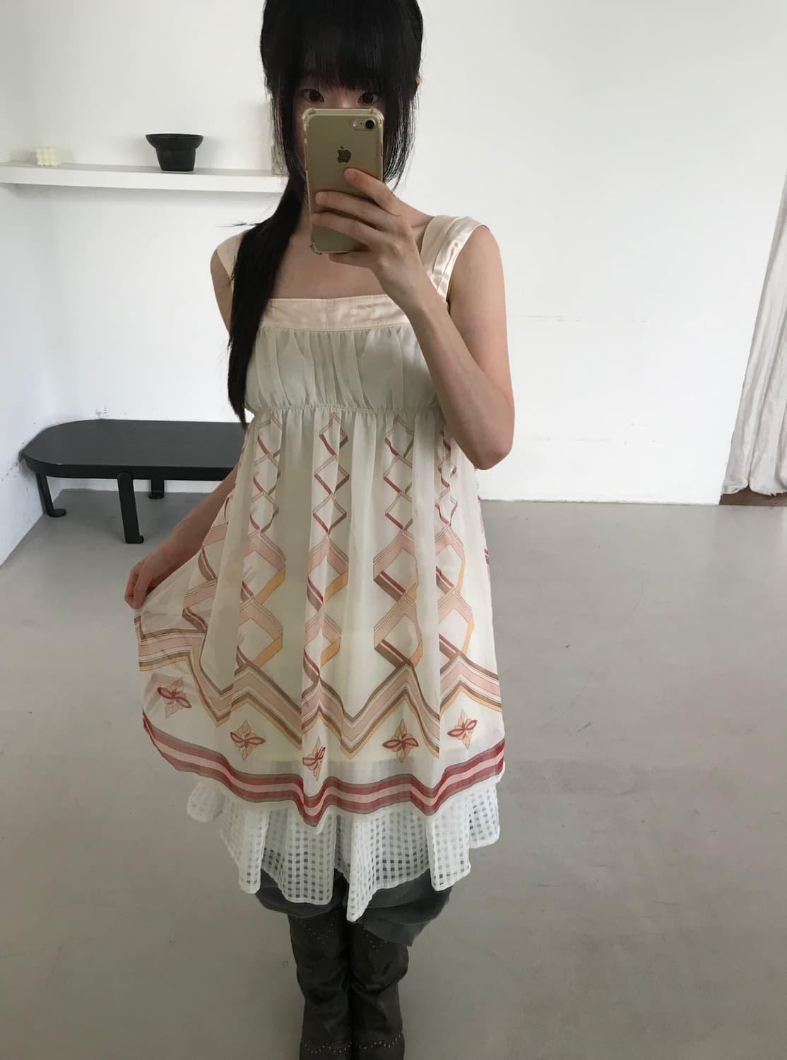 vintage ivory pattern skirt 상품이미지7