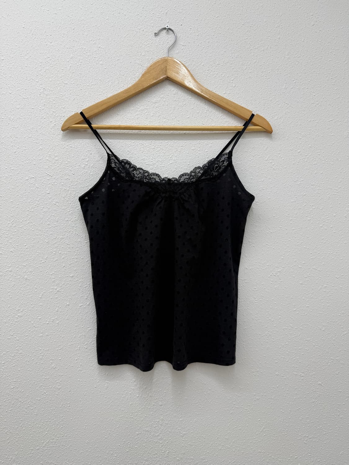 빈티지 유니클로 블랙 레이스 도트 시스루 슬리브리스 상품이미지1