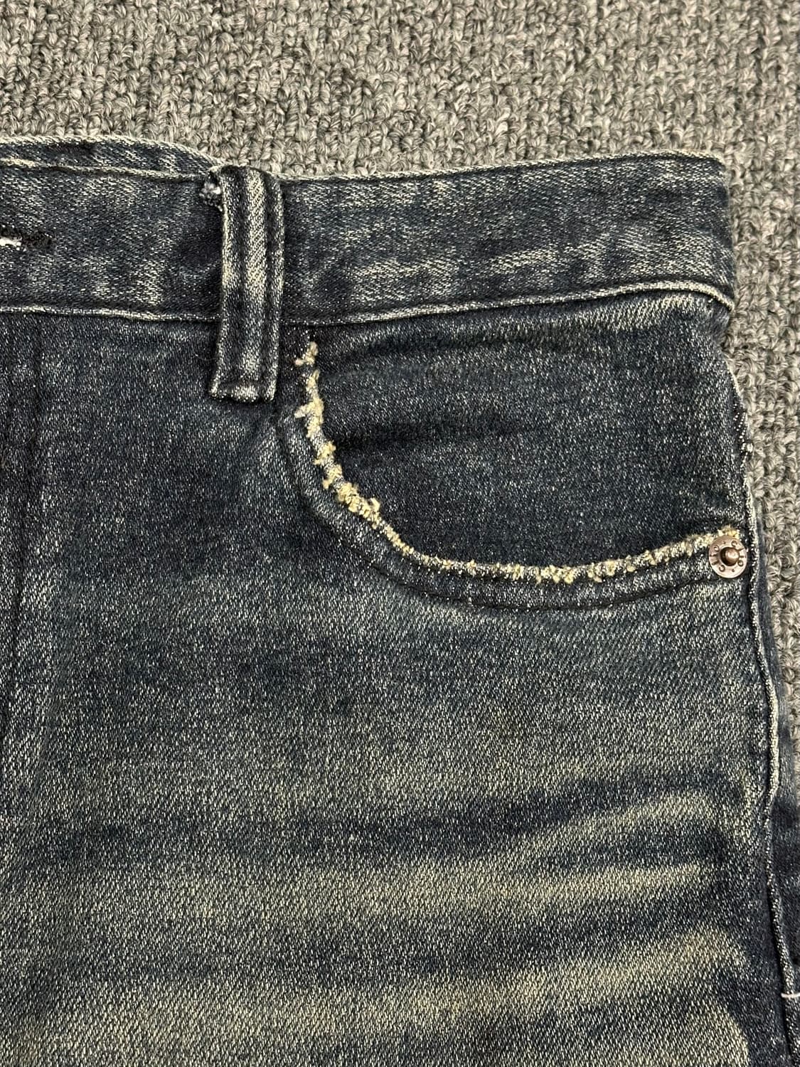 S)Clio Jeans 빈티지 퍼 트리밍 데님 스커트 상품이미지3