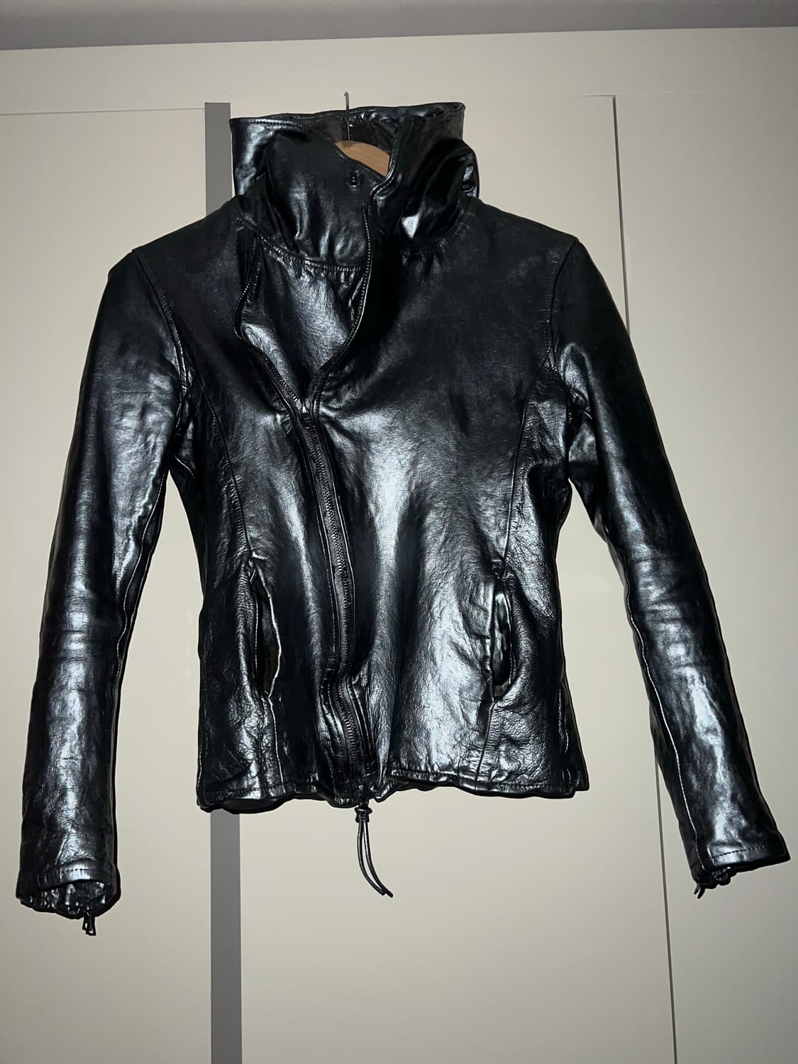 백래쉬 홀스하이드 하이넥 후디드 바이커 자켓 실버 상품이미지1