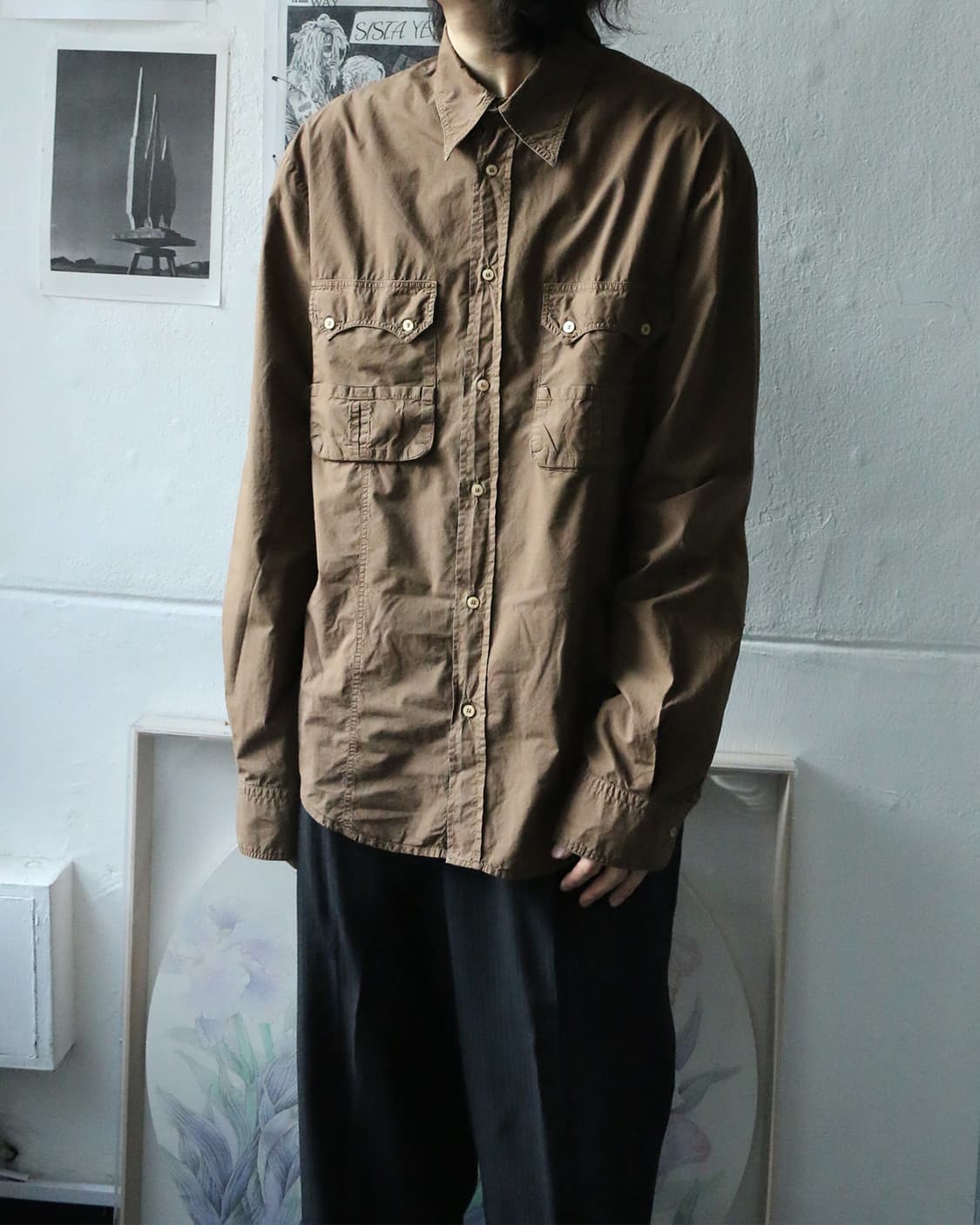 카발리 브라운 웨스턴 셔츠 상품이미지2