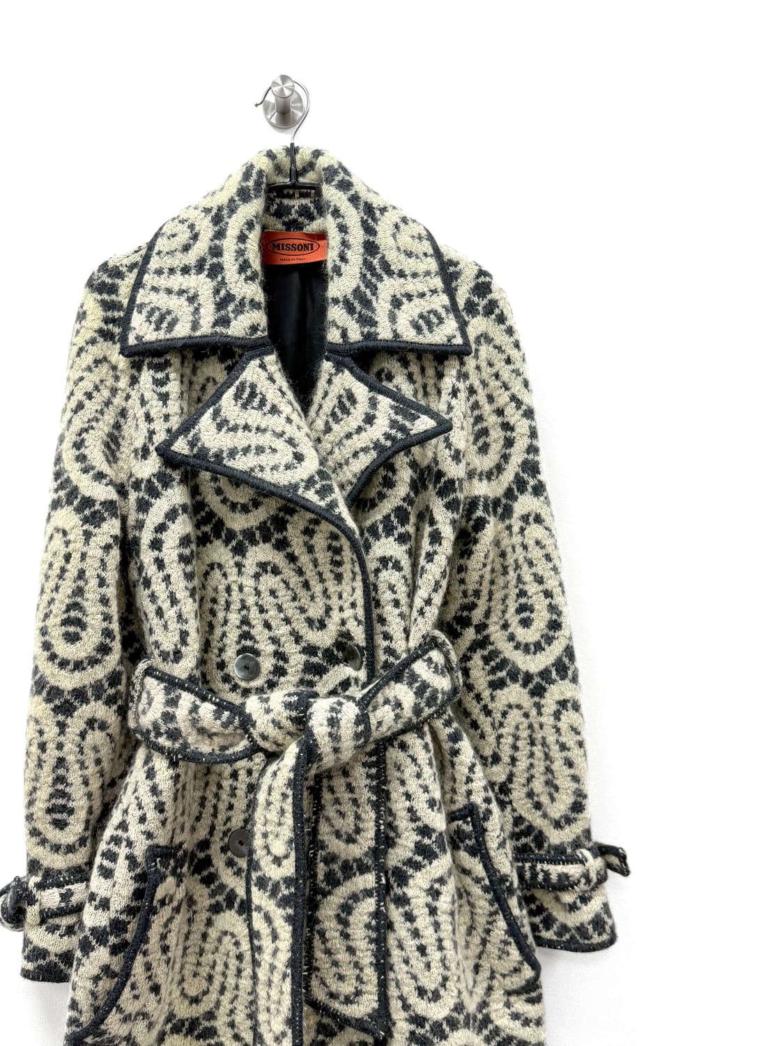 미쏘니 패턴 울 벨티드 코트 상품이미지2