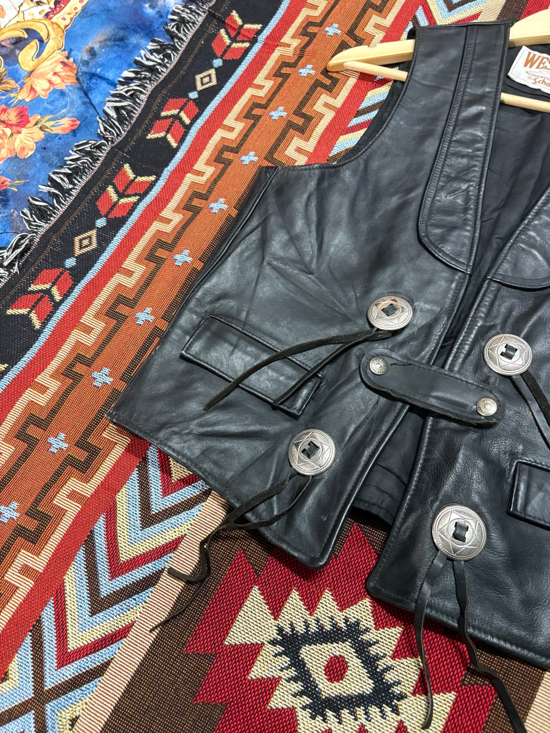 Schott 웨스턴 가죽 레더베스트 자켓 상품이미지2