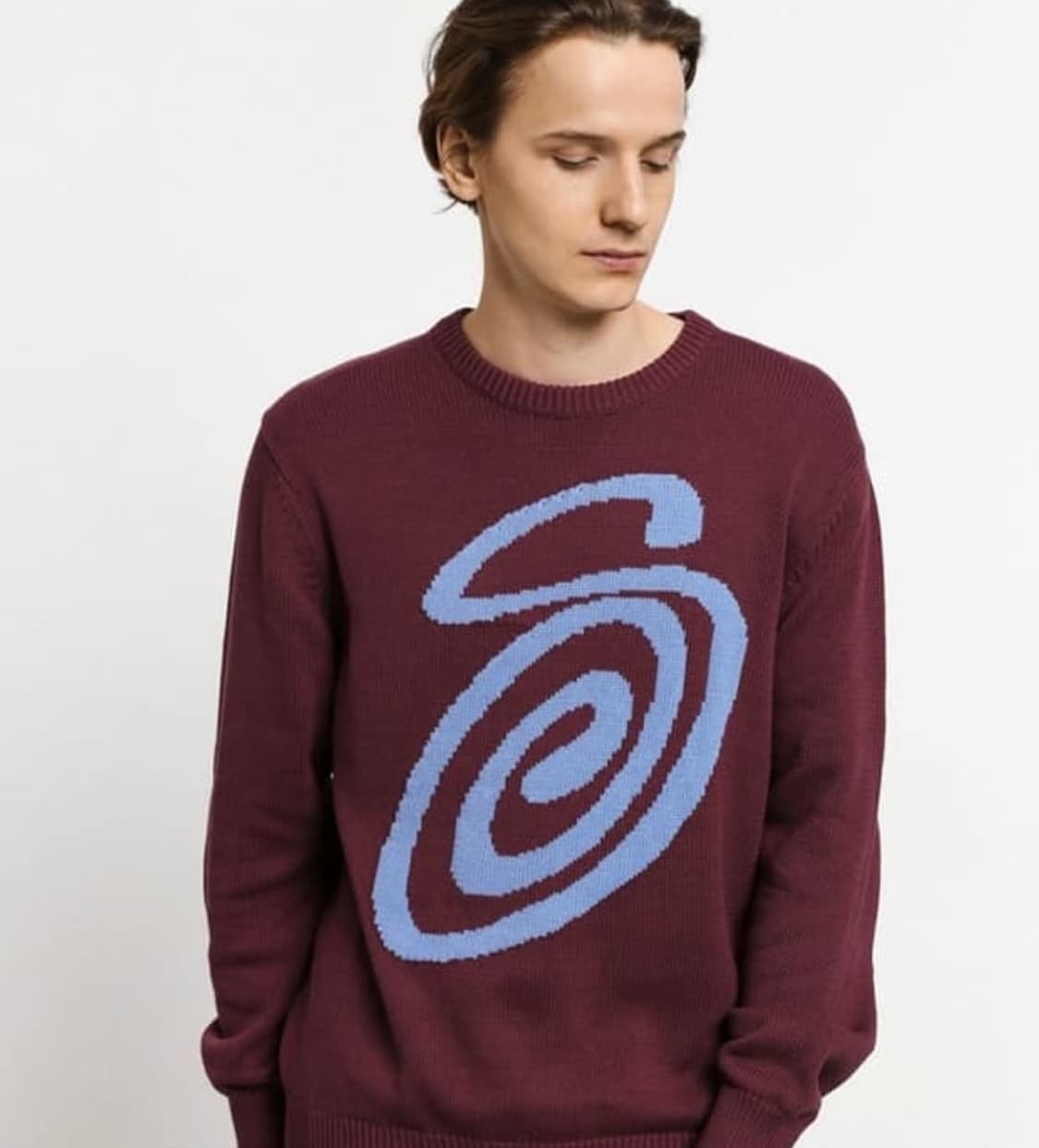 스투시 s컬리 니트 버건디 상품이미지1