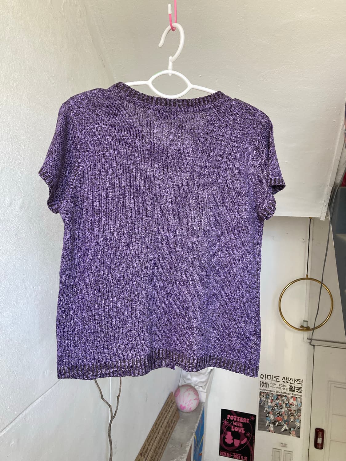 단추 디테일 퍼플 가디건 상품이미지5