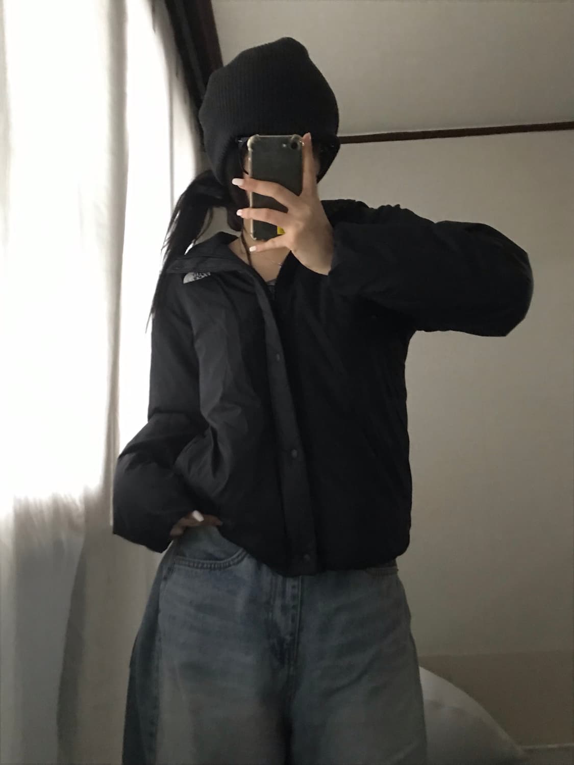 노페 블랙 후드 패딩 상품이미지4