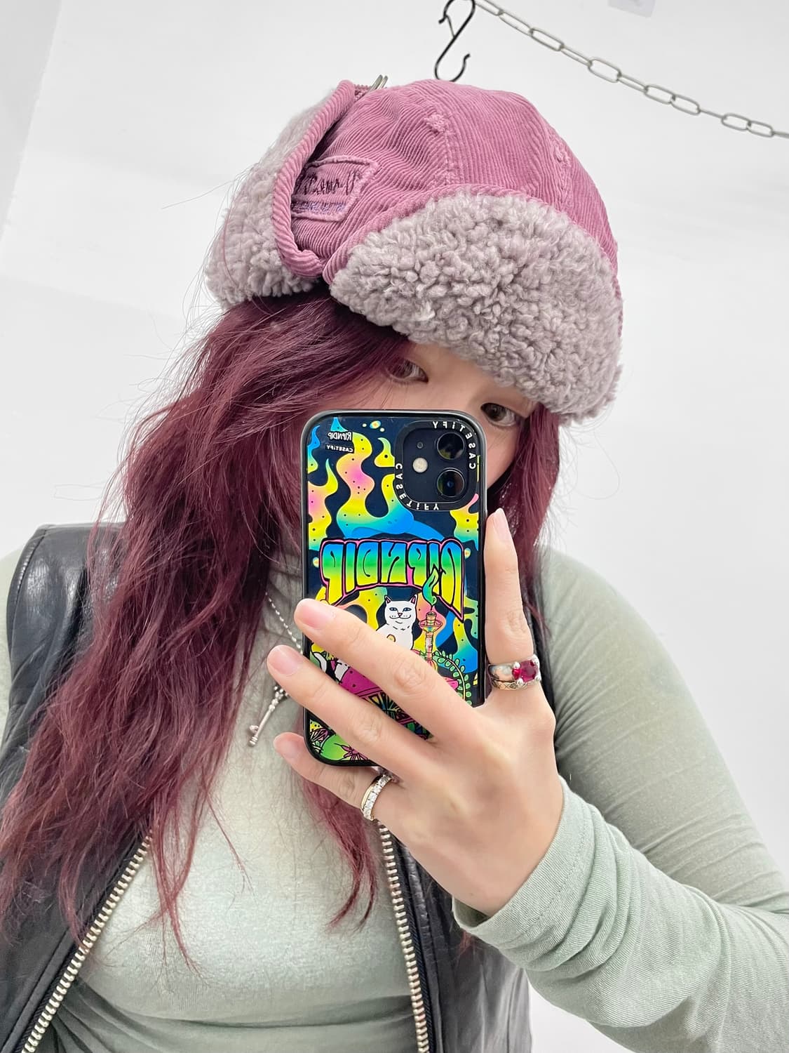 핑크 코듀로이 트루퍼햇💘 상품이미지4