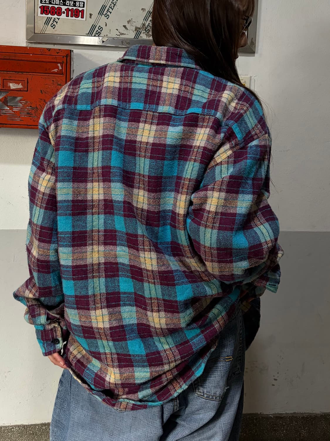 90s 빈티지 퍼플 플란넬 셔츠 상품이미지3