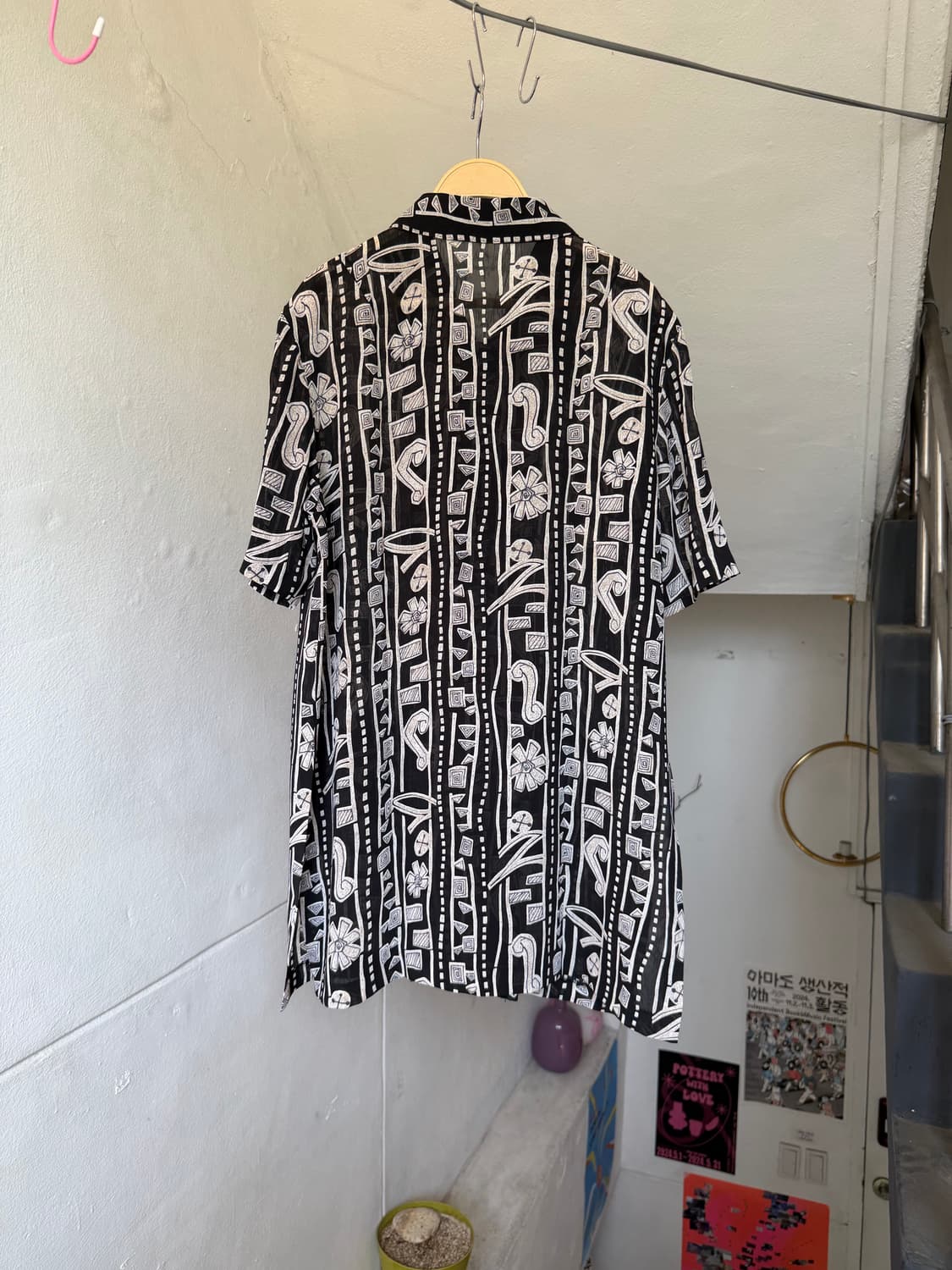 에스닉 패턴 반팔 롱셔츠 상품이미지5