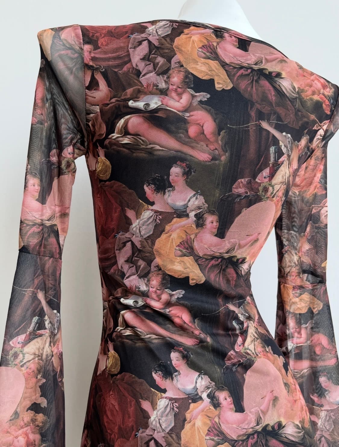 클래식 아트 프린팅 시스루 원피스 상품이미지5