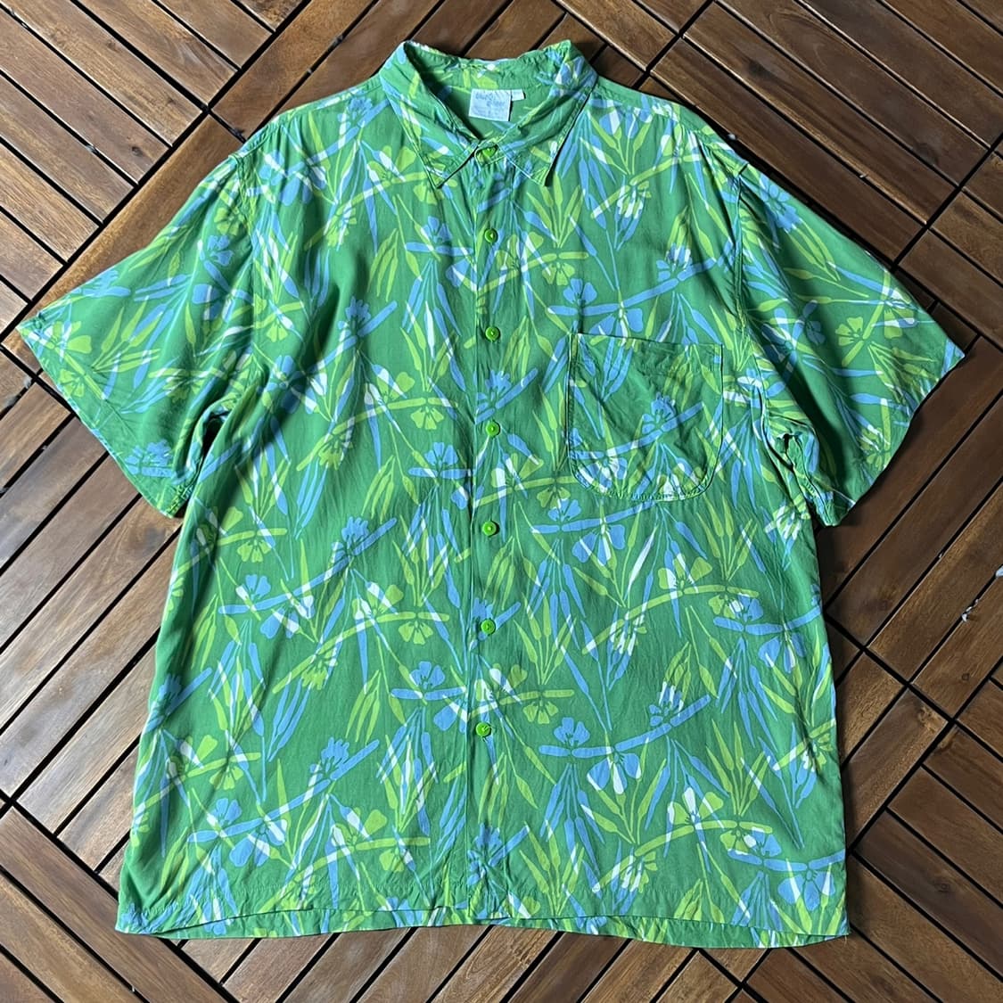 [XL]블루진저 플라워 패턴 레이온 하와이안 셔츠 상품이미지1