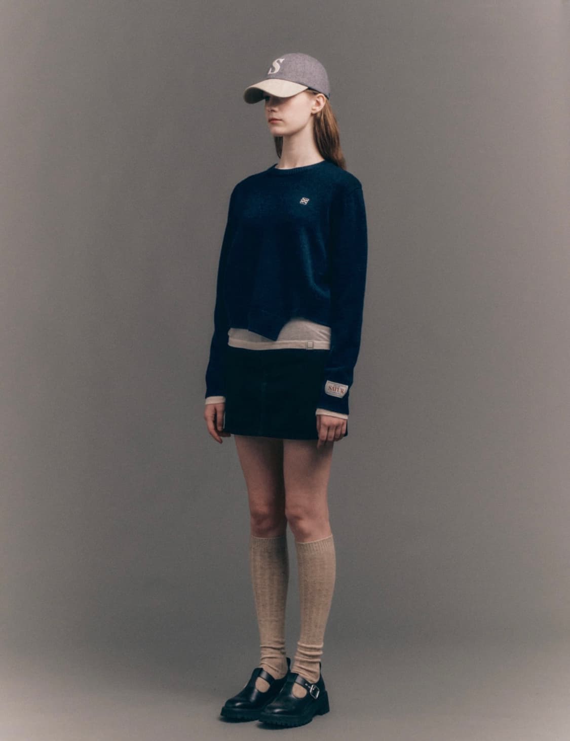 [새상품] 세터 더블린 언발란스 캐시미어 블렌드 니트 네이비 상품이미지4