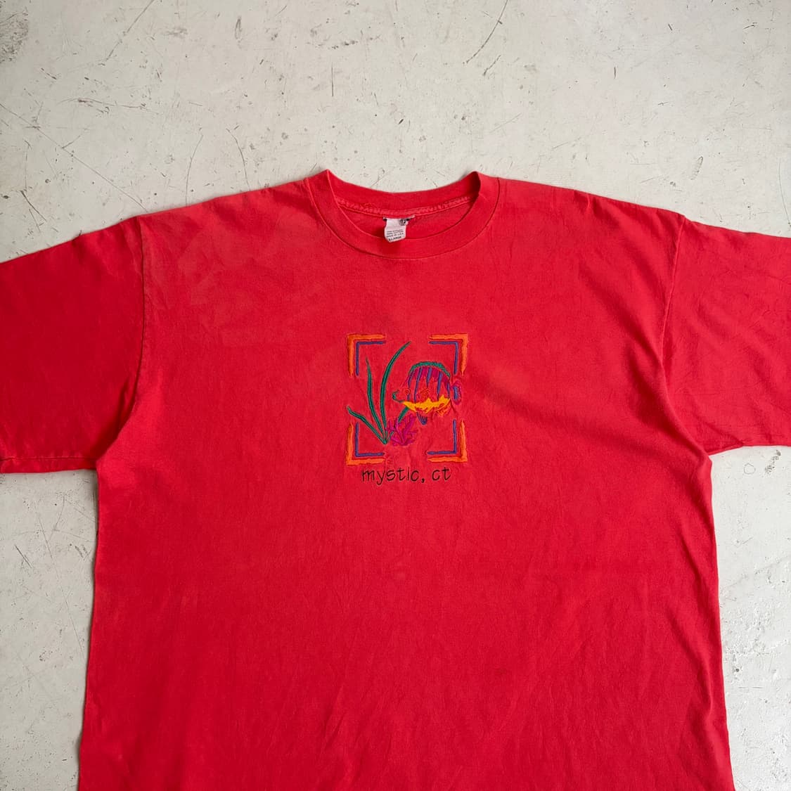 90s USA 코네티컷주 미스틱 기념 빈티지 반팔티 XL 상품이미지4
