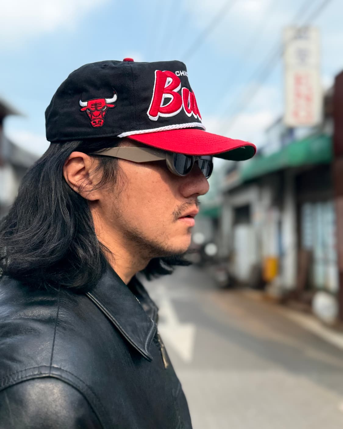 47 블랙/레드 시카고 불스 드롭쉐도우 로프 히치 어저스터블 햇 OS 상품이미지9