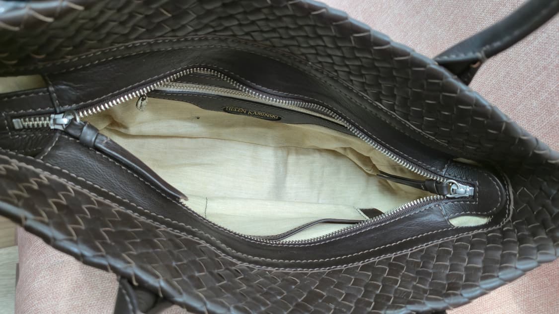 헬렌카민스키 정품 인트레치아토 위빙 레더 토트백 (다크브라운) 상품이미지8