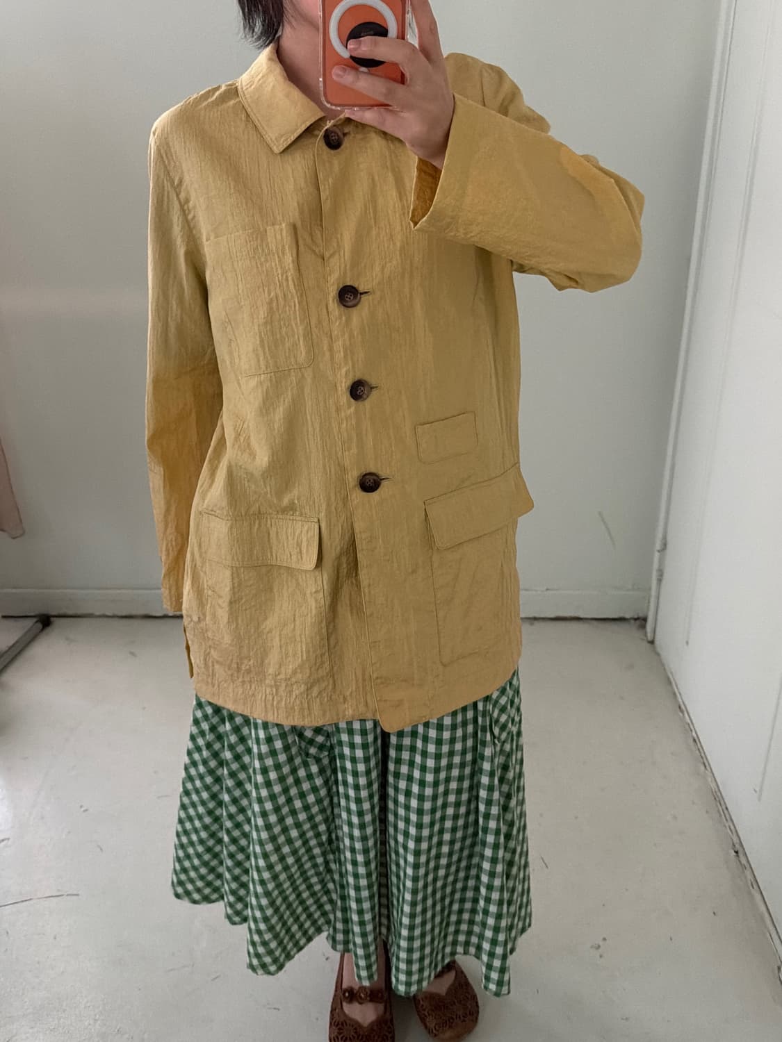 일본빈티지 엘로우 나일론 자켓 코트 상품이미지1