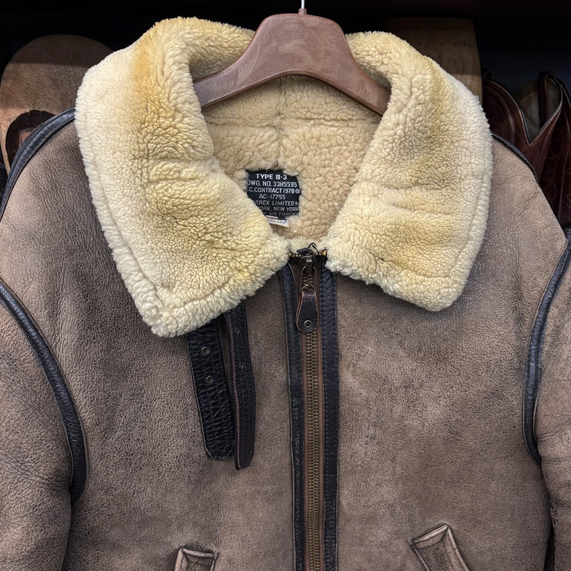90s 아비렉스 미국생산 B-3 리얼레더 무스탕 플라이트 자켓 N486 상품이미지3