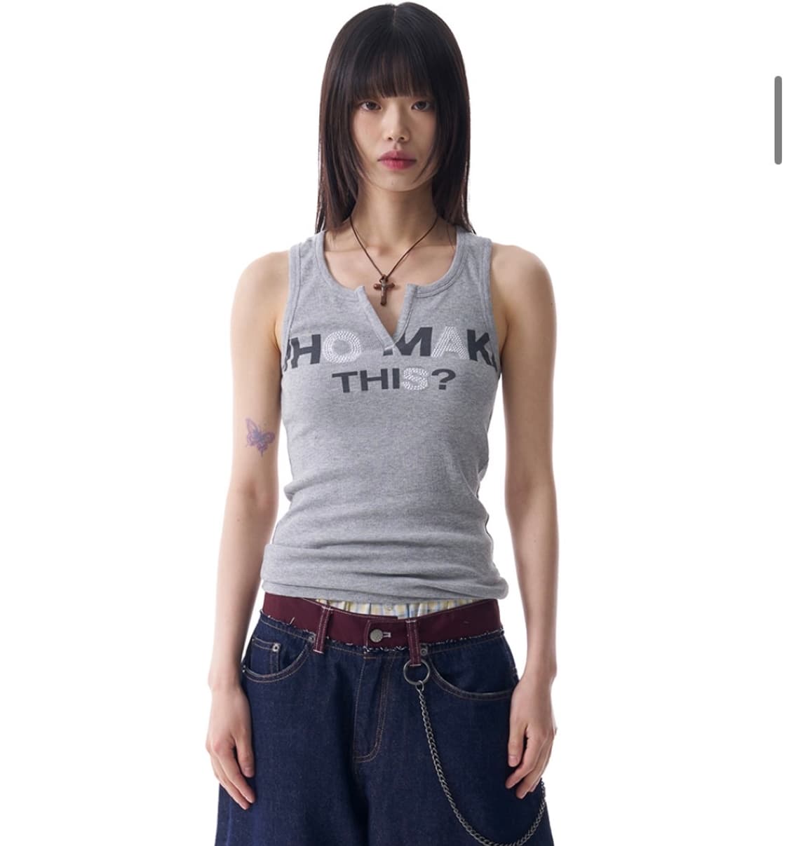 아캄 Rhinestone Slit Sleeveless (Gray) 상품이미지1