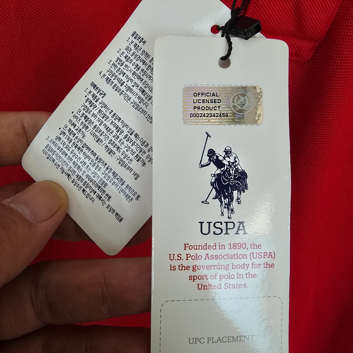 새제품) 유에스폴로 USPA 로고 자수 카라 반팔티 레드 105 상품이미지5