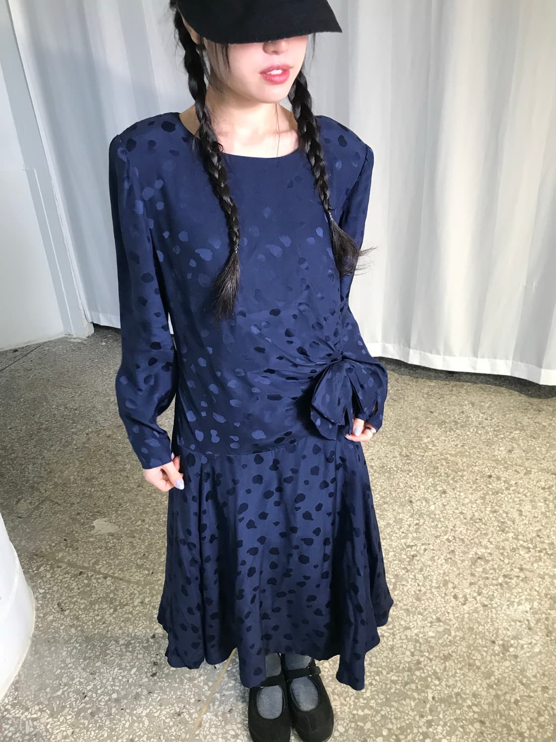 네이비 도트원피스 상품이미지1