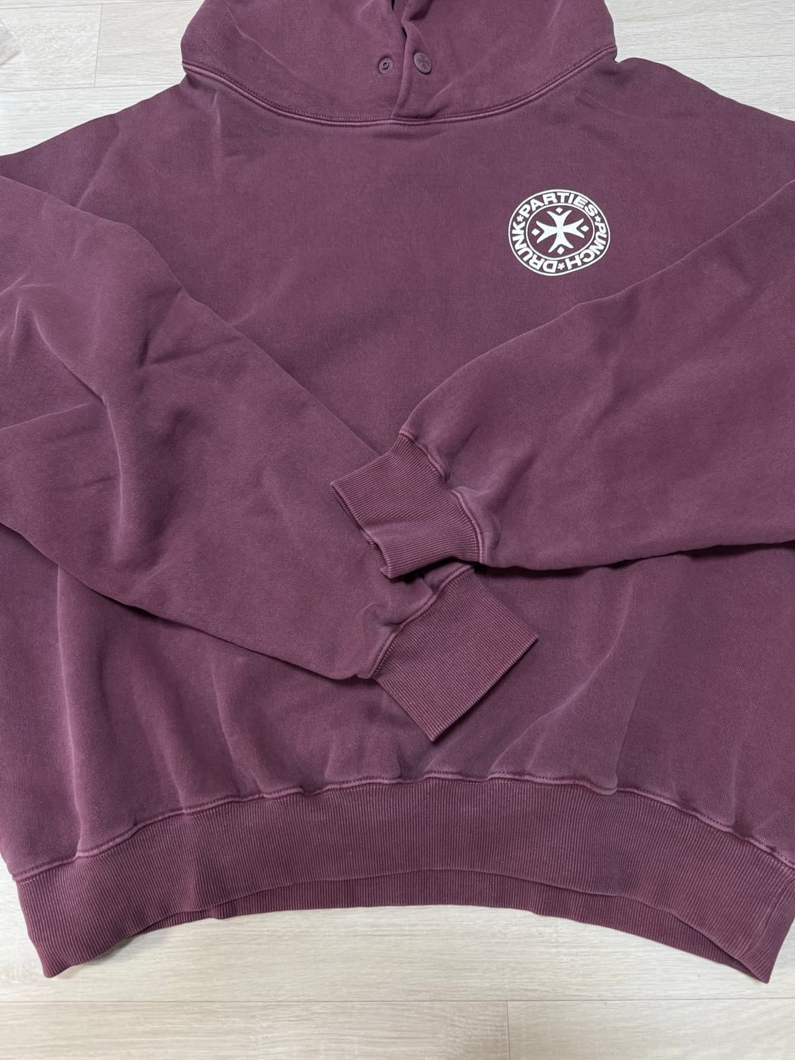 [2] 펀치드렁크파티즈 가먼트 다이드 후드 와인 버건디 후드티 상품이미지2