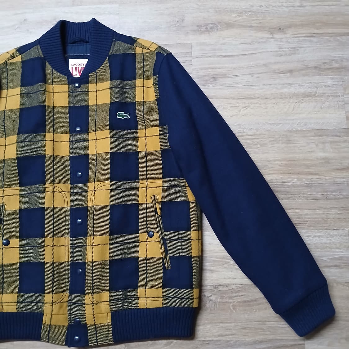 lacoste 라코스테 라이브 악어 모직 타탄체크 블루종 자켓 점퍼 상품이미지3