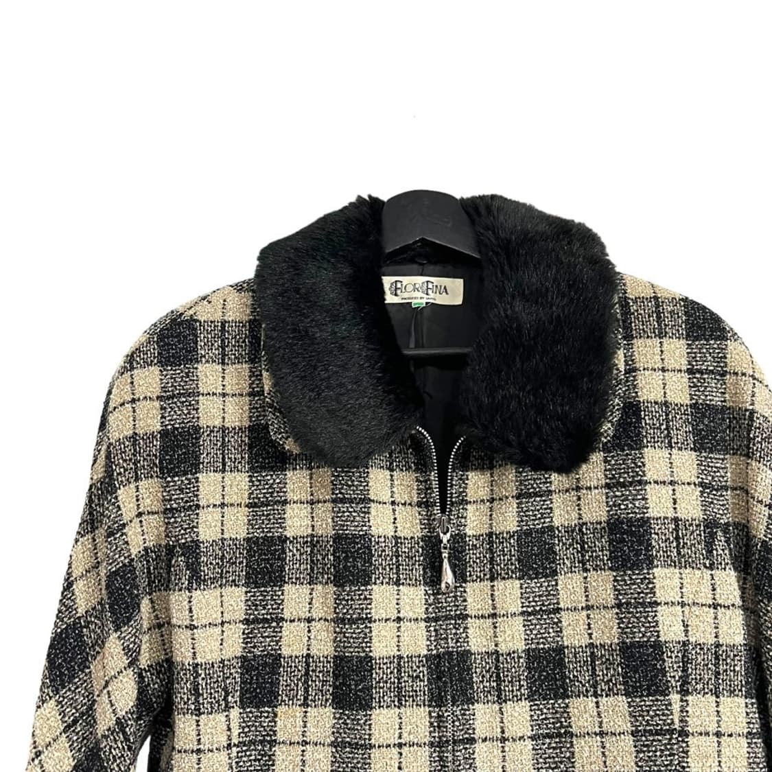 퍼 탈부착 체크 트위드 자켓 상품이미지5