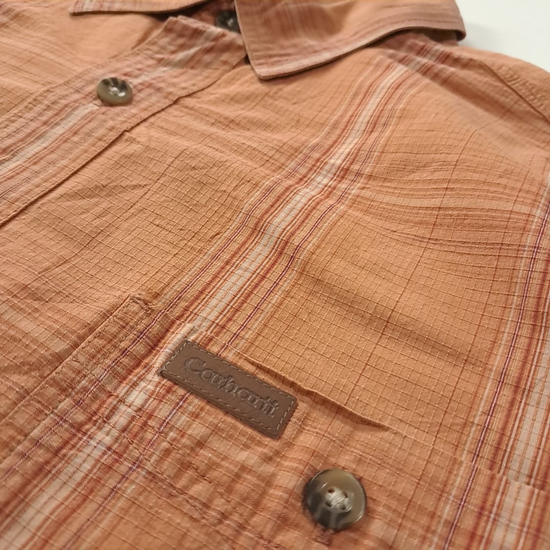 CK189 L 칼하트 00s 브라운 스트라이프체크 반팔 셔츠 남방 상품이미지4