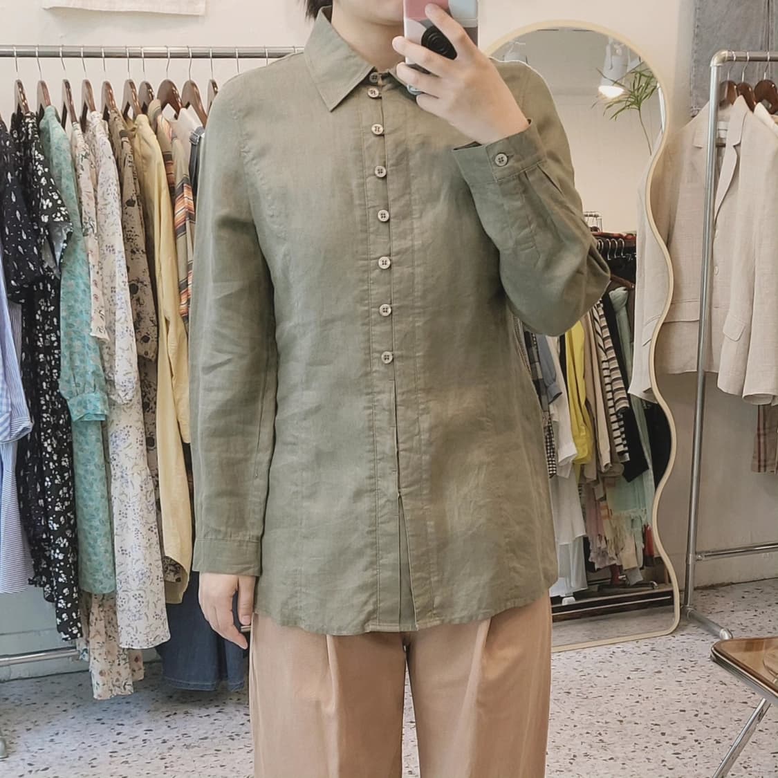 Doclasse 버튼 디테일 카키 린넨셔츠 상품이미지10