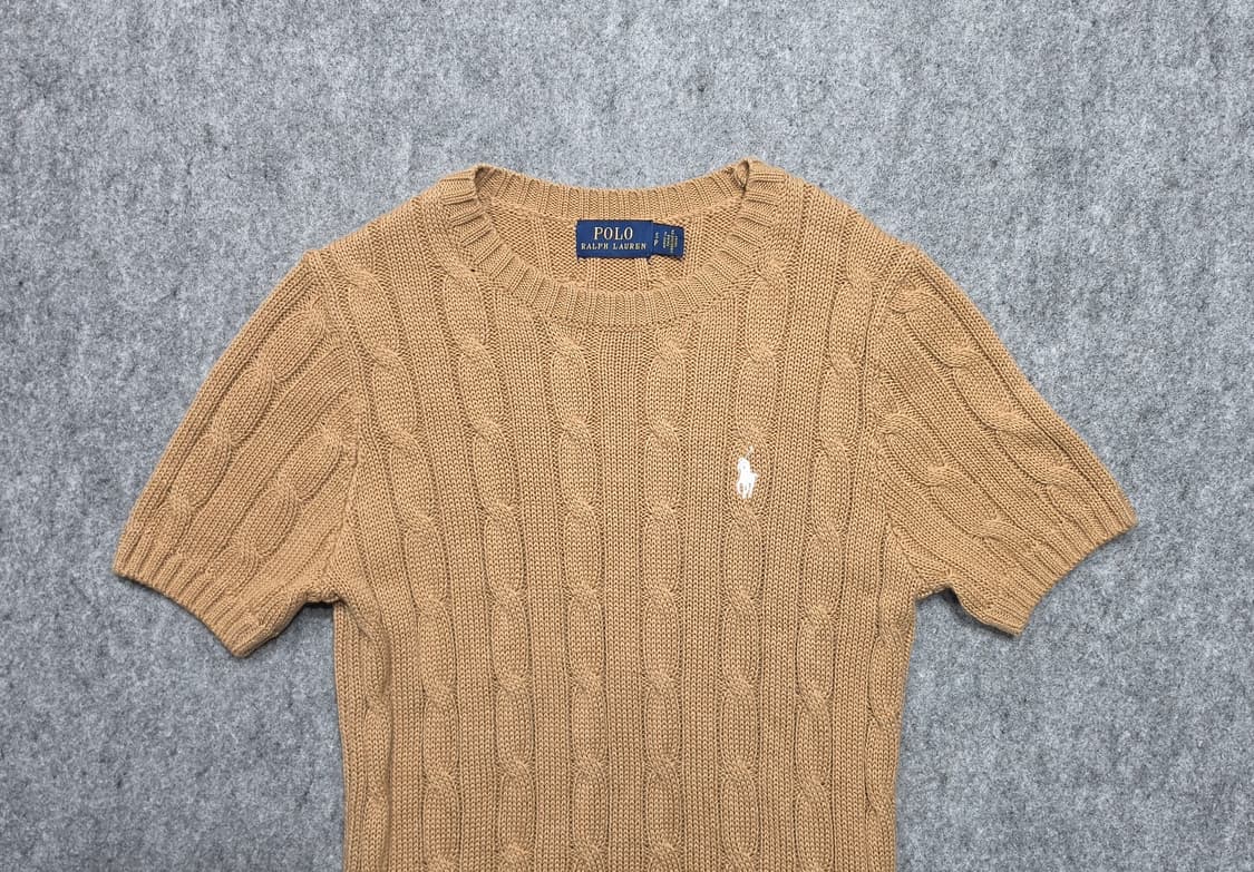 폴로 랄프로렌 꾀배기 케이블 라운드넥 반팔 니트 여성 S 상품이미지3