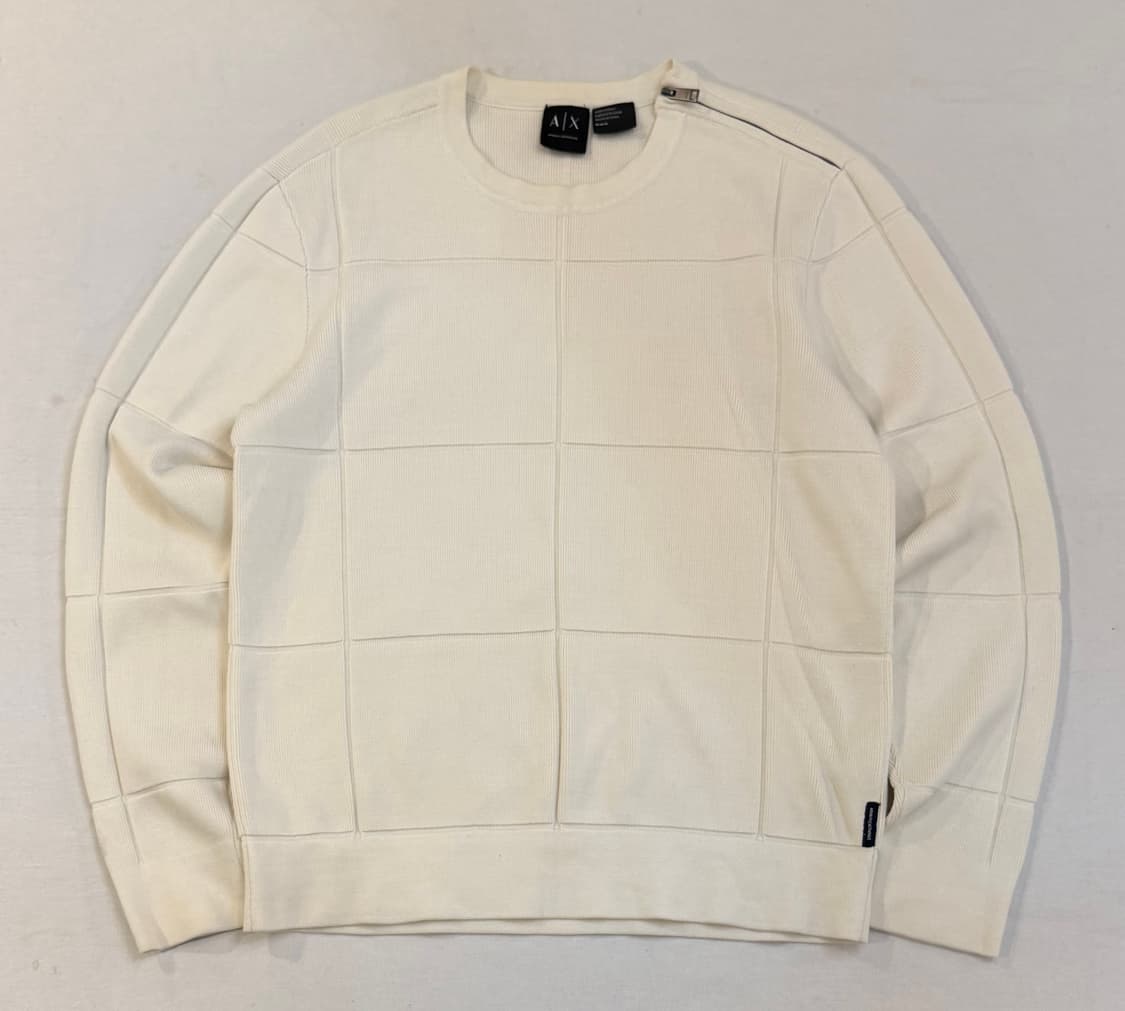 아르마니 익스체인지 지퍼절개 울 맨투맨 니트 아이보리 상품이미지1